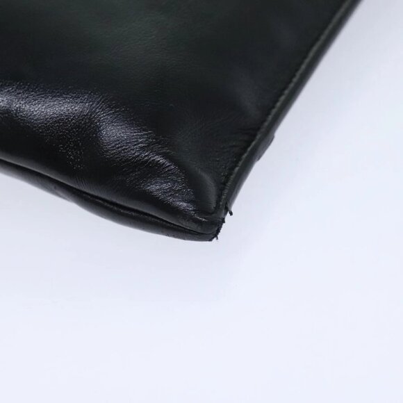 SAINT LAURENT Clutch Bag Leather Black Silver Auth bs18804 - Picture 11 of 16